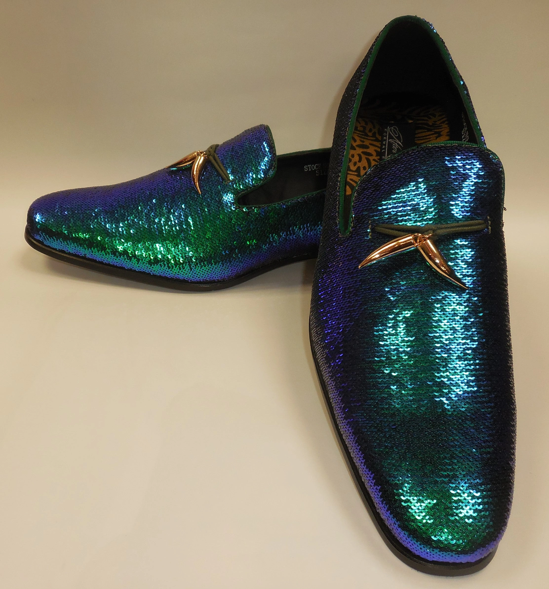Muhteşem Dönüşümlü Parlak Yeşil Mor Sevgili Giyimi & Loafers - 6759